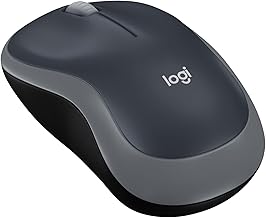 Logitech M185 Wireless Mouse, 2.4GHz with USB Mini Receiver, 12-Month Battery Life, 1000 DPI Optical Tracking, Ambidextrous, Compatible with PC, Mac, Laptop - Grey
