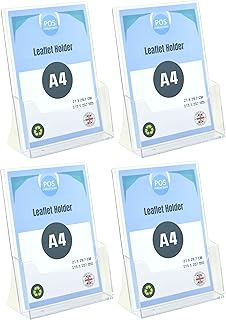 Pos Display Shop 2 x A4 Portrait Free Standing Brochure Dispenser Menu Leaflet Holder - BPSC230 - Counter Booklet Flyer Stand Document Organiser Literature Display
