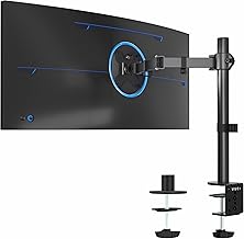 VIVO Single 13 to 38 inch Ultrawide Monitor Arm Desk Mount, Regular Screens up to 32 inches, 22 lbs capacity, Fully Adjustable Stand with C-Clamp and Grommet Base, Black, STAND-V001