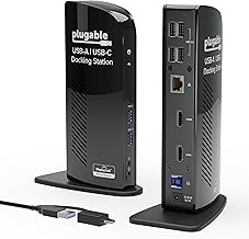 Plugable Universal Laptop Docking Station Dual HDMI Monitor for Windows and Mac (Driver Required), USB 3.0 or USB-C, 2X HDMI, Gigabit Ethernet, Audio, 6 USB Ports (UD-3900)