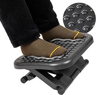 Mind Reader Foot Rest, Under Desk at Work, Ergonomic, Height Adjustable, Office, Plastic, 17