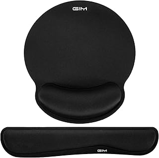 GIM Keyboard Wrist Rest Mouse Mat Set, Ergonomic Keyboard Wrist Support Memory Foam Mouse Mat with Wrist Cushion Support for Computer and Laptop Home Office Gaming (Black)
