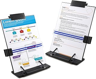 Lawei 2 Pack Desktop Document Holder with Adjustable Clip and Line Guide - Copy Holder for Letter, Legal A4 Documents, Up to 150 Sheets