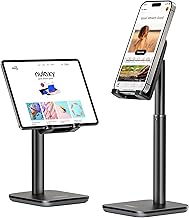 Nulaxy Phone Stand, Height Angle Adjustable Mobile Phone Holder Cradle Dock for Desk, Compatible with iPhone 17 16 15 14 13 12 11 Pro Max Mini Xs Xr X 8 7 6 Plus, All Smartphones (4-8 inches) - Black