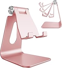 Lucrave Adjustable Cell Phone Stand, Phone Stand, Cradle, Dock, Holder, Aluminum Desktop Stand Compatible with iPhone 17 16 15 14 13 Xs Pro Max 8 7 6 6s Plus SE Charging, Accessories Desk, Rose Gold