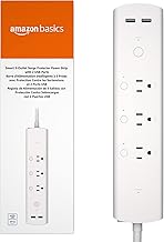 Amazon Basics Smart Plug Power Strip with 3 Individually Controlled Outlets and 2 USB-A Ports, Works with Alexa Only, 2.4 GHz Wi-Fi, No Hub Required, White