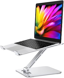 Babacom Laptop Stand, Ergonomic Foldable Computer Stand with Adjustable Height, Ventilated Aluminium Alloy Laptop Riser Desktop Book Stands Compatible with MacBook Air Pro, All 10-16