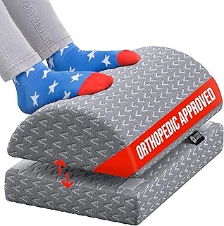 Foot Rest Under Desk Cushion - Adjustable Height 15 cm - Foot Stool - Premium Ergonomic Pad for Extra Leg Support - Breathable Mesh Cover - Non-Slip Bottom - Home Office Accessories
