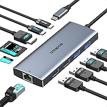 USB C Hub Multiport Adapter, USB C Dock with Ethernet HDMI, 10 IN 1 USBC Hub to 4K HDMI,Ethernet,100W PD,USB C,4 USB Ports,SD/TF, USB Type C Dongle for MacBook,Surface,Dell,HP and More