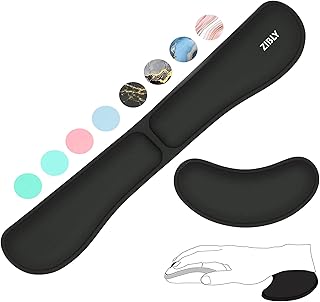 ZIBLY Wrist Rest Keyboard and Mouse Set - Non-Slip Ergonomic Wrist Cushion Support Pad - Easy Typing, Pain Relief – Premium Silky Gel Memory Foam for Work from Home Gaming Computer Laptop