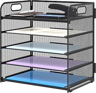 Supeasy 5 Trays Paper Organizer Letter Tray with Handle-Mesh Desk File Organizer, Paper Sorter Desk Organizer for Office, Home or School