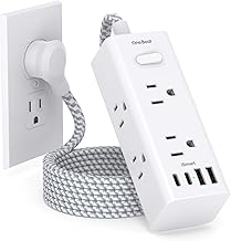 Power Strip Surge Protector - One Beat 6 Widely Outlets with 4 USB Ports (2 USB C), 5 Ft Extension Cord Flat Plug, Wall Mount Outlet Extender Small Power Strip for Travel Home Office College Dorm Room