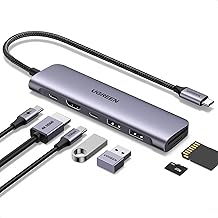 UGREEN Revodok USB C Hub, 7-in-1 Multiport Adaptor, 4K HDMI to USB-C Adapter with 100W Power Delivery, 3x 5Gbps USBA & C Data Ports, SD/TF Card Reader, Compact USBC Dock for MacBook, HP, Dell, iPad