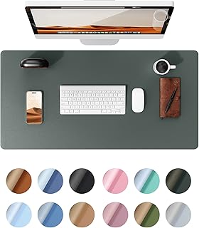 YSAGi Leather Desk Protector, Office Mat, Large Mouse Mat, Non-Slip PU Leather Blotter, Laptop Desk, Waterproof Writing Pad for Office and Home (Dark Green, 31.5