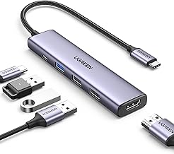 UGREEN Revodok USB C Hub, 5-in-1 USB-C Multiport Adapter with 100W PD, 4K HDMI, 3 USB-A Data Ports, Aluminum Type C Hub for M1/M2 MacBook Air, iPhone 15 Pro/Pro Max, Galaxy, Surface Go, XPS, iPad