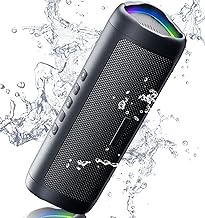 Bluetooth Speaker Stocking Stuffers for Men Women Teens Boys Girls: Portable Wireless, IPX5 Waterproof, White Elephant Gifts for Adults, Up to 20H Playtime, TWS Pair, for Home/Party/Outdoor (Black)