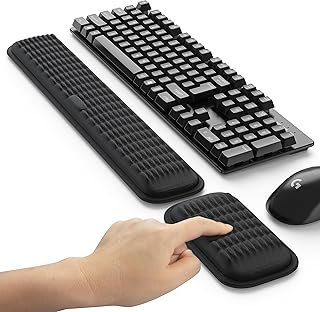 MEKASS Ergonomic Wrist Rest for Keyboard and Mouse, Soft Memory Foam Keyboard Wrist Rest Set with Non-Slip Silicone Base, Easy Typing, Pain Relief, Comfort for Office, Work, Gaming (Classic Black)