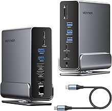 VENTION Docking Station Dual Monitor 15-in-1 Triple Display USB C Laptop Docking Station for Windows PC, Thunderbolt 3/4, Dell, HP, with Dual 4K HDMI, DP, 10Gbps USB, RJ45, 100W PD, Audio, SD/TF