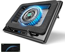 llano Gaming Laptop Cooling Pad Cooler Stand with 5.5inch External Fan Adjustable Speed Touch Control 3-Port USB Rapid Temperature regulation for Computer Notebook 15-19in (V13 No RGB)