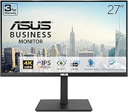 ASUS 27” 4K Business Monitor (VA27UQSB) - UHD (3840 x 2160), IPS, Frameless, HDR10, DisplayPort, Dual HDMI, Speakers, Eye Care, Ergonomic, pivot, swivel, height adjustable, DisplayWidget, 3yr warranty