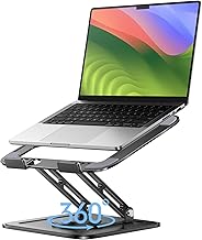 Adjustable Laptop Stand, Computer Stand with 360 Rotating Base, Ergonomic Laptop Riser Mount for Desk Foldable Protable Computer Desk Fits with MacBook Pro Air (10-16
