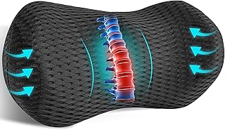 Lumbar Support Pillow for Office Chair Car Seat Back Support Pillow Lower Sleeping Pillows Pain Relief Memory Foam Back Cushion with 3D Mesh Cover Gaming Chair Pillow for Bed Rest Travel