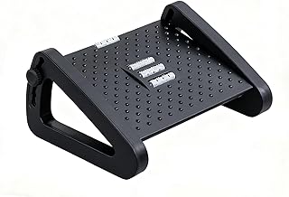 Foot Rests Under Desk, Under Desk Footrest at Work - Ergonomic Adjustable 6 Height Footrest with Massage Roller, Foot Stool Under Office Support Footstool Leg Rest for Home, Work Black