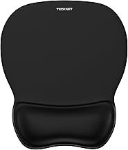TECKNET Mouse Mat Wrist Support, Gel Ergonomic Mouse Mat, Mouse Pad Wrist Rest with Non-Slip PU Base, Waterproof Surface Mouse Pad Wrist Support for Computer, Laptop, Office, Home and Travel, Black