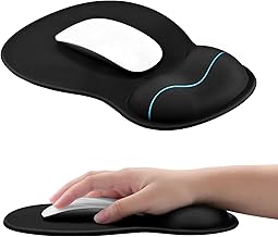 EooCoo Gel Mouse Mat with Wrist Support, Ergonomic Mouse Pad with Wrist Rest Support and Non-Slip PU Base, Durable, Washable, Matt Mousepad Desk Accessories for PC Laptop Computer Mice - Black