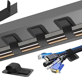 Cable Management Under Desk, 【Up to 15 Cord】【Enhanced Wire Holder】 Cord Organizer, Adjustable Hook and Loop Cable Ties, Reusable Cord Holder, Cable Clips Under Table Cable Hider, 20 Pair(Black)
