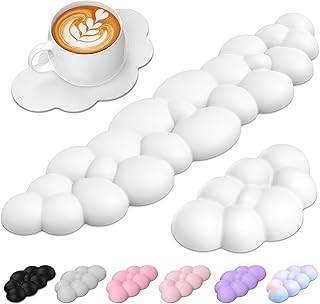 TECKNET Cloud Wrist Rest Keyboard Wrist Rest Set Wrist Support, Memory Foam & PU Leather, Cloud Keyboard Rest for Wrist Support and Arm Rest, Desk Cloud Wrist Pad for PC/Gaming/Hand Cushion/Computer