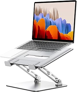 Babacom Ergonomic Laptop Stand for Desk, Dual-Bar Support & Height Adjustable Laptop Riser Holder, Ventilated Portable & Foldable Computer Stand, Compatible with MacBook Air Pro, All 10