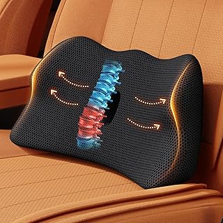 Benazcap Lumbar Support Cushion for Lower and Middle Back, Memory Foam Back Support Cushion for Car, Office Chair,Wheelchair, Car Seat Back Support for Driving, Black