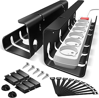 2-Pack Under Desk Cable Management Tray, Cable Management Tray, Metal Mesh Cable Management Under Desk with Clamp Mount, Wire Management Tray, Cord Organizer for Office/Home Cost-effective