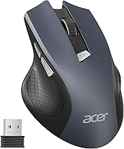 acer Wireless Mouse, 3 Adjustable DPI Ergonomic Computer Mouse 2.4GHz with USB Receiver, 6 Buttons, Cordless Optical Tracking, Battery Indicator, Portable Mice Wireless for Laptop, PC, Desktop, Mac