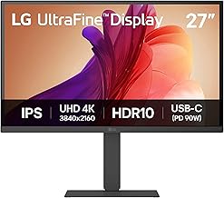 LG UltraFine Monitor 27U730A-B - 4K UHD IPS 27 inch, 60Hz, 5ms GtG, HDR10, Home/Office Display, Eye Care features, Built-in Speakers, HDMI, DisplayPort, USB-C with 90W PD, Black