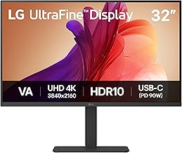 LG UltraFine Monitor 32U720A-B - 4K UHD VA 32 inch, 60Hz, 5ms GtG, HDR10, Home/Office Display, Eye Care features, Built-in Speakers, HDMI, DisplayPort, USB-C with 90W PD, Black