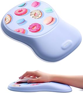 meatanty Ergonomic Mouse Pad with Wrist Rest Support, Comfortable Mousepads with Memory Foam, Non-Slip Base Wirst Rest Mouse Pad for Desk, Office Work, Home, Gift for Friends, Famliy, Dessert-Purple