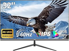32 Inch 4K UHD Monitor (3840x2160), IPS,60Hz Refresh Rate, 100% sRGB, AMD FreeSync, 178° Viewing Angle, HDMI/DisplayPort, VESA 100x100mm Mount Compatible, Tilt Adjustable - Black