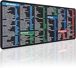 Word/Excel/PPT/Windows OS Mouse Pad, Most commonly Used Shortcuts Mousepad for Microsoft Office applications, Extended Desk Pad for Mouse and Keyboard, High Definition Printing Anti Slip Table Mat