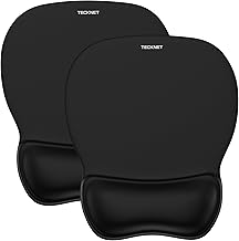 TECKNET Mouse Mat Wrist Support,2 Pack Gel Ergonomic Mouse Mats, Waterproof Surface Mouse Pad Wrist Support with Non-Slip PU Base, Comfort Mouse Wrist Rest for Computer, Laptop, Office and Home,Black