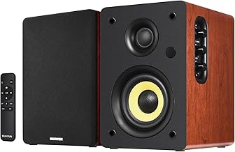 Sanyun SW206 4” HiFi Bookshelf Speakers with Studio Mode, 80W Active, Bluetooth 5.4/Optical/Coaxial/TRS/Aux/24bit DAC USB, for Turntable TV PC Desktop, Wooden Enclosure, Remote Control, Red
