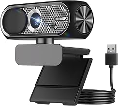 1080P HD Webcam with Microphone, Noise Cancellation, Privacy Cover, Wide-Angle Lens, Auto Light Correction, Plug & Play USB Webcam for Laptop, Desktop, PC, Mac, Zoom, Skype, Streaming (Black)