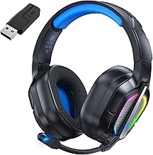 Fachixy FC200 Foldable Wireless Gaming Headset - 2.4GHz USB & Bluetooth Headphones with Mic, 50Hrs Battery, for PS5/PS4/Switch/PC/Mac - Blue