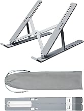Laptop Stand Holder, Cooling Computer Riser for Desk, 6 Angles Adjustable Aluminum Ergonomic Foldable Portable Desktop Notebook Holder, Compatible with 10-15.6 in Laptops, Tablet, iPad, Silver
